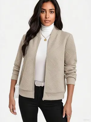 Women's Autumn Winter Fashion Casual Jacquard Jacket Coat, Basic Fitted Style, Moderate Fabric Thickness, Perfect for Spring ...