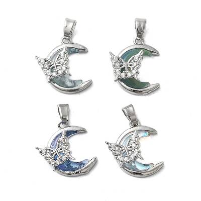 Brass Micro Pave Cubic Zirconia with Glass Pendants