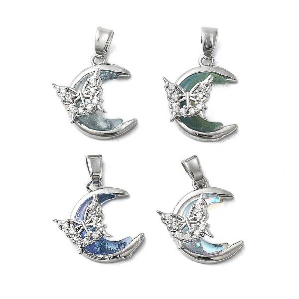 Brass Micro Pave Cubic Zirconia with Glass Pendants