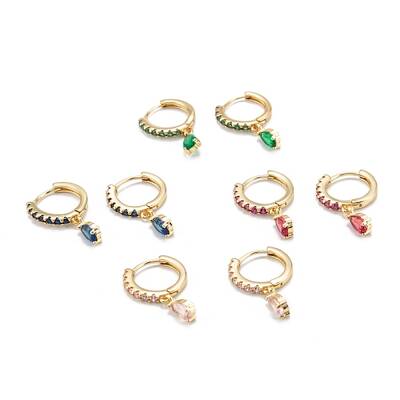 Brass Micro Pave Cubic Zirconia Huggie Hoop Earrings