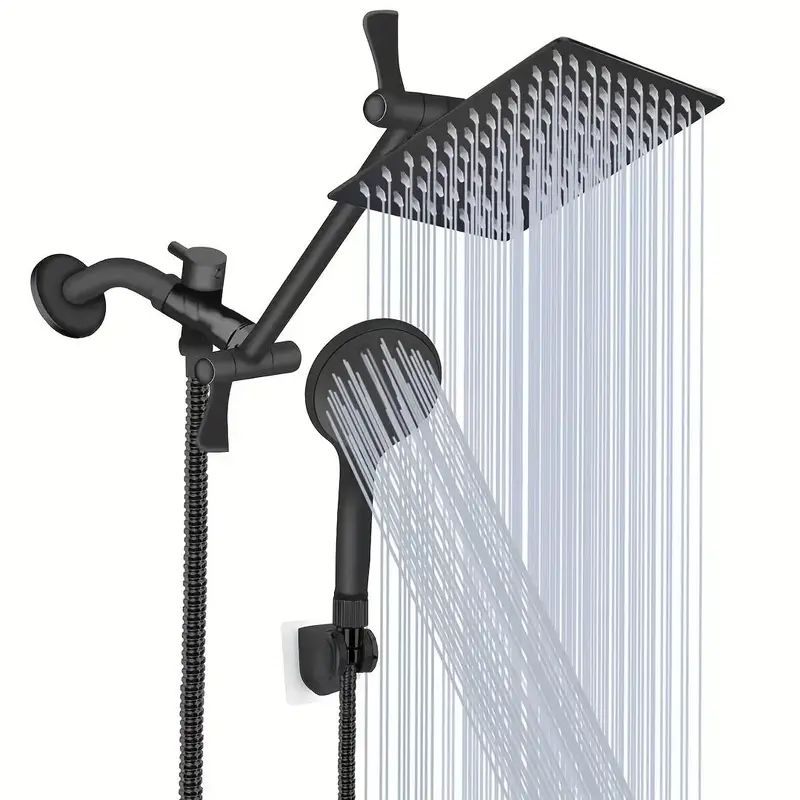 Rainfall Shower Head & Handheld Shower Head Set, 1 Set High Pressure Shower Heads with Accessories, Stainless Steel Bathroom ...