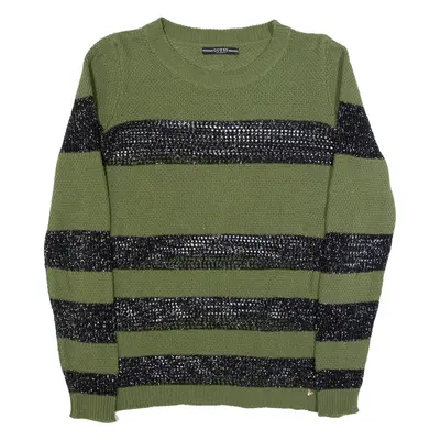 GUESS Womens Jumper Green Open Knit S