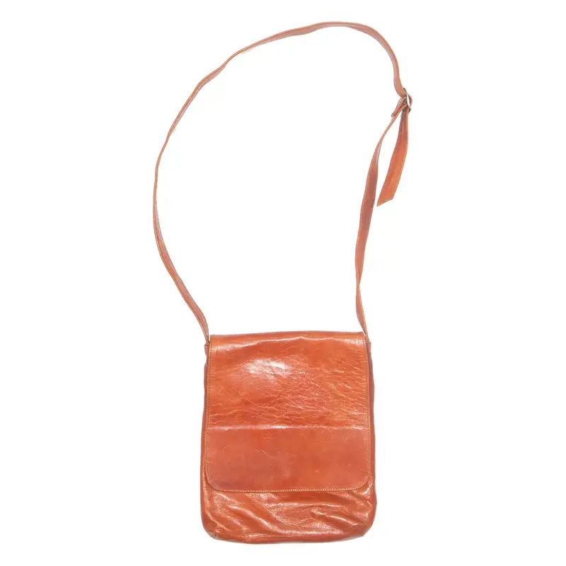 Womens Messenger Bag Brown Leather Faux Leather 90s