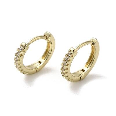 Brass Micro Pave Cubic Zirconia Hoop Earring