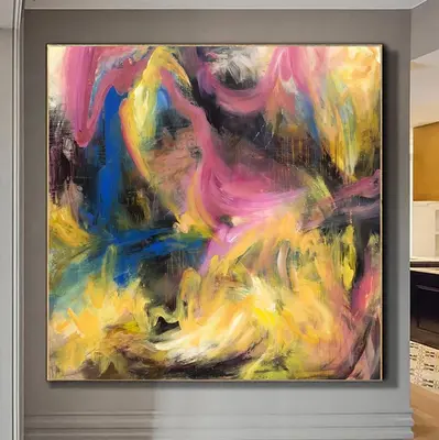 Colorful Painting On Canvas Abstract Oil Painting Modern Wall Art Abstract Painting on Canvas Rainbow Painting Large Wall Art...