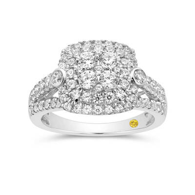 Glorious Lab Grown Cluster Diamond Engagement Ring | 14K White Gold 1 1/4 CT. TW.