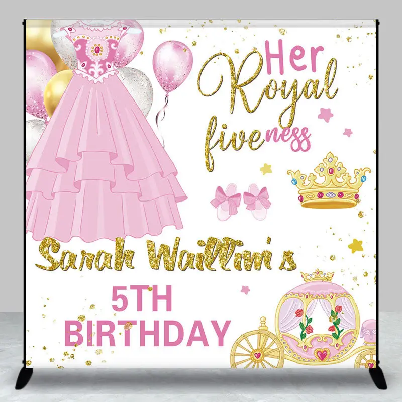 Aperturee Dress Royal Fiveness Custom Name Birthday Backdrop - Aperturee