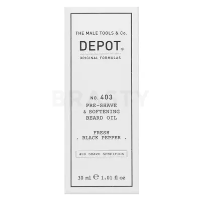 Depot No. 403 Olio pre-rasatura e ammorbidente per barba Fresh Black Pepper 30 ml