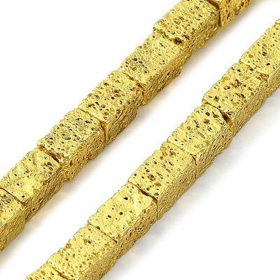 Electroplated Natural Lava Rock Beads Strands
