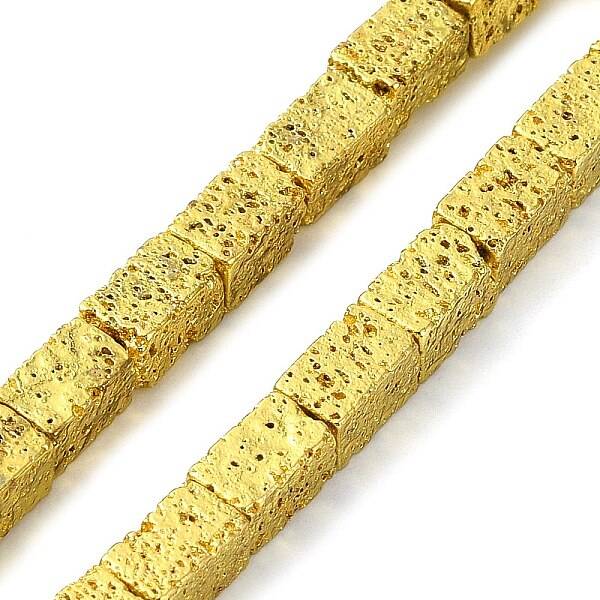 Electroplated Natural Lava Rock Beads Strands