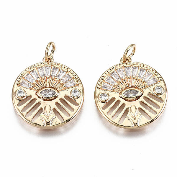 Brass Micro Pave Clear Cubic Zirconia Pendants
