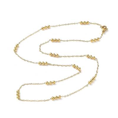 304 Stainless Steel Round Beaded Link Chain Necklaces for Women