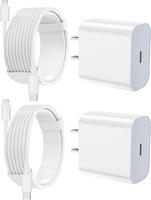 2-Pack Fast Charging iPhone Charger – Type C Wall Charger Block with 6FT & 10FT USB C to Lightning Cables, Compatible with ...