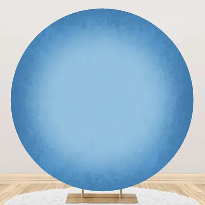 Round Blue Solid Color Gradient Birthday Backdrop - Aperturee