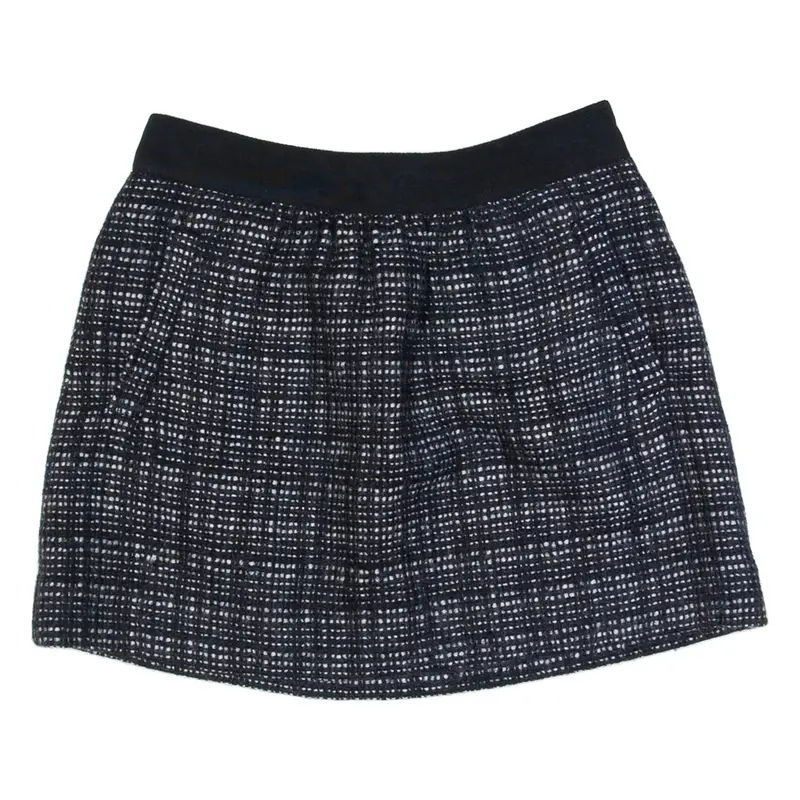 J.CREW Womens Pleated Skirt Black Short Wool Check S
