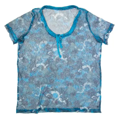 Sheer Womens Printed Top Blue M