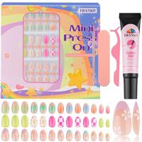 78 Pieces Press on Nails for Kids, EBANKU 3 Pack Kid Fake Nail Kit Old Colorful Flower Press on Nails for girls 8-12 Years wi...