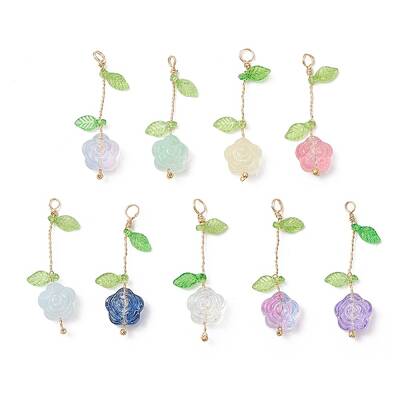 9Pcs Transparent Glass Pendants