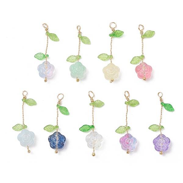 9Pcs Transparent Glass Pendants