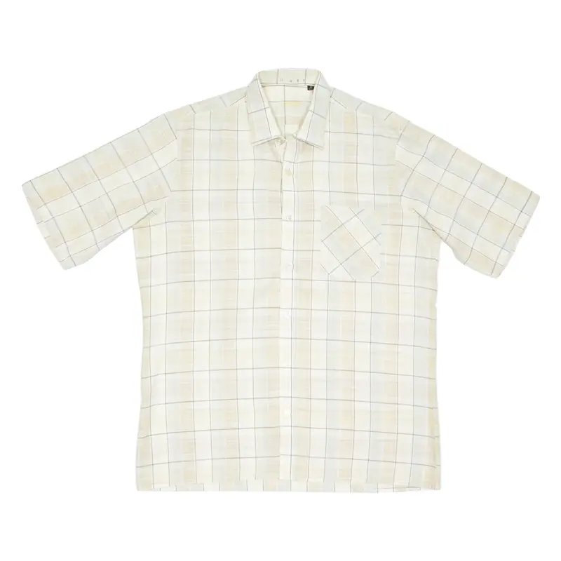 Mens Shirt Beige Check L