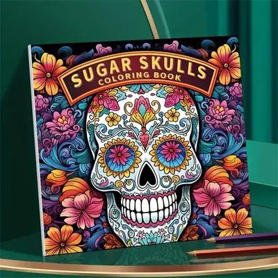 Sugar Skull Pattern Coloring Book, 1 Count 22 Pages Skull Graffiti Painting Drawing Art Book, Art Coloring Book, Kill Time Pa...
