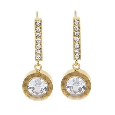 304 Stainless Steel Inlay Rhinestone & Clear Cubic Zirconia Stud Earrings for Women