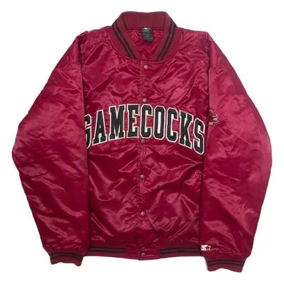 STARTER Mens Varsity Jacket Red Nylon USA L