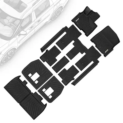OEDRO® Floor Mats & Trunk Mat with Backrest Mat for Kia Carnival MPV 2022-2025 (8 Seats), Custom Fit TPE All Weather Floor L...