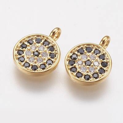 Brass Micro Pave Cubic Zirconia Charms