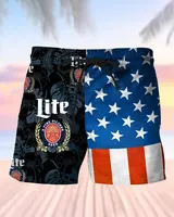 Miller Lite Print Colorblock Men's Drinking Beach Shorts, Gift For Him, Summer Vibes, Summer Shorts, Vacation Shorts, Tropica...