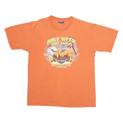HARLEY DAVIDSON Mens T-Shirt Orange XL