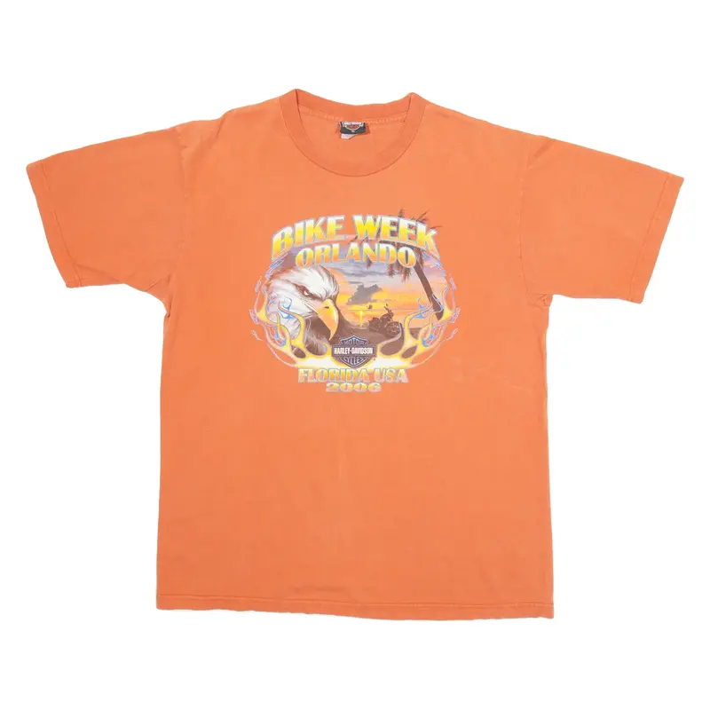 HARLEY DAVIDSON Mens T-Shirt Orange XL