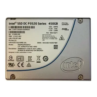 Intel SSDPE2MX450G701 | DC P3520 450GB Multi-Level Cell PCI Express 3.0 x4 NVMe U.2 2.5-Inch Solid State Drive