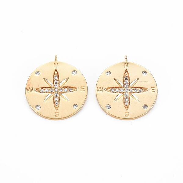 Brass Micro Pave Clear Cubic Zirconia Pendants
