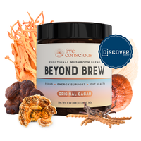 Live Conscious Beyond Brew - Functional Mushroom Blend, Powder Drink Mix - Low Caffeine Alternative - Pre & Probiotic Gut Sup...