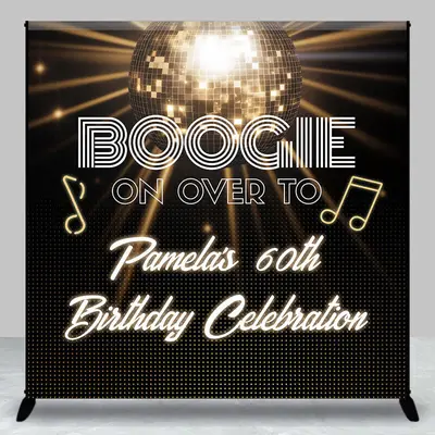 Aperturee Gold Disco Night Custom Name 60th Birthday Backdrop, 3X3FT(1X1M), 15 USD, custom birthday backdrops, DZDM1Y77-O