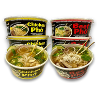 Pholicious Instant Pho Variety Pack - 4 Count Combo Box with 2 Chicken & 2 Beef, 3.6 Ounce Bowls, Authentic Flavor, Made with...