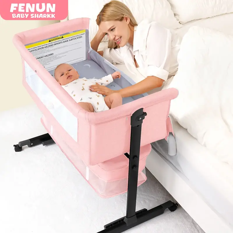 Baby Bassinet, Baby Basinet Bedside Sleeper, Easy to Fold Portable Crib Side Bassinet 2025 new Style Girl/boy bassinets, beds...