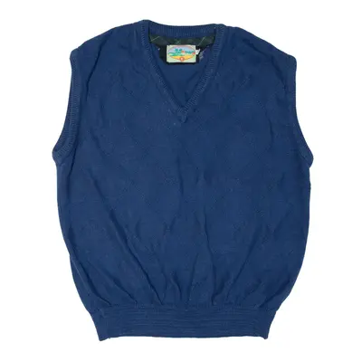 HYVAN TUOTTEEN TUNNUS Vest Blue 90s Argyle Chunky Knit V-Neck Sleeveless Mens XL