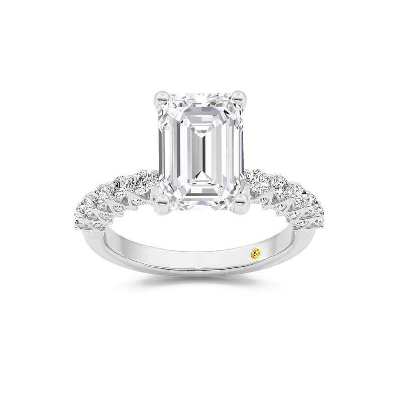 Verda Art Deco Inspired V-Prong Emerald Cut Lab Grown Diamond Engagement Ring | 18K White Gold 1 1/2 CT. TW.
