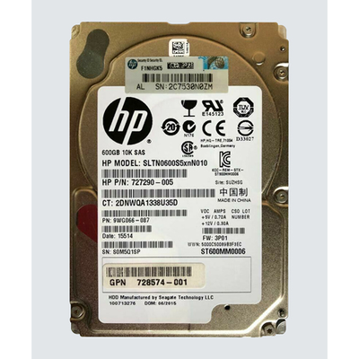 727290-005 HP 600GB 6Gb/s SAS 10000 2.5-inch 64MB Hard Drive