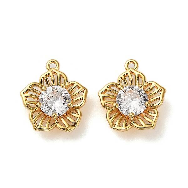 Brass Micro Pave Cubic Zirconia Pendants