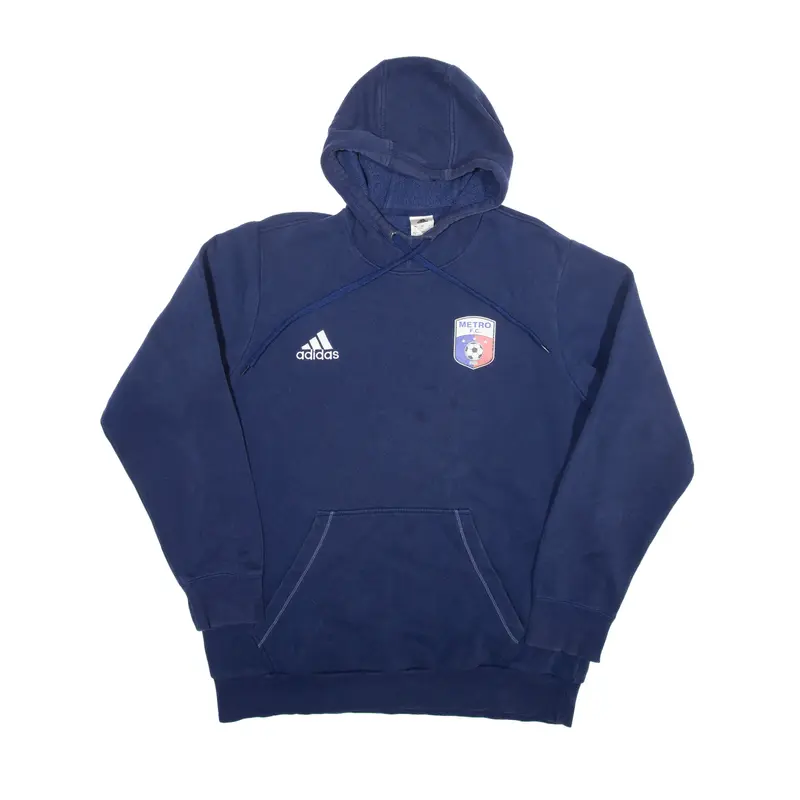 ADIDAS Football Hoodie Blue Pullover Mens L