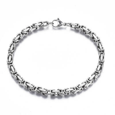 Non-Tarnish 201 Stainless Steel Byzantine Chain Bracelets