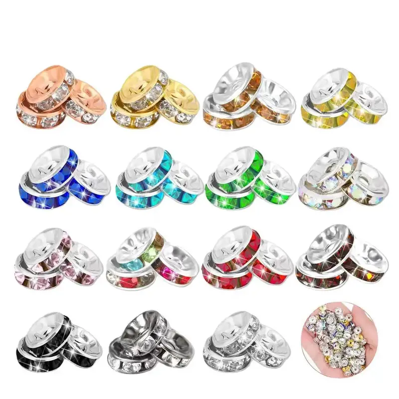 DIY spacer collection(Metal&Silicone) Spacer Beads,CrystalBeads,Rhinestone Beads,Beads for Jewelry Making Necklaces,Bracelet ...