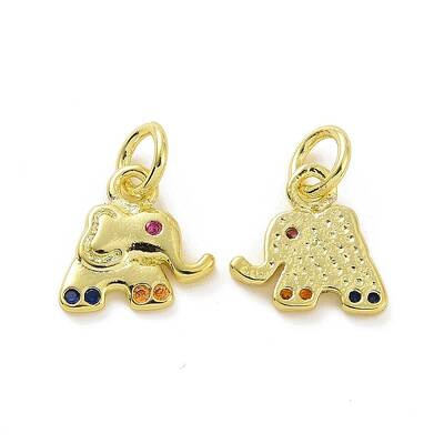 Brass Micro Pave Colorful Cubic Zirconia Charms