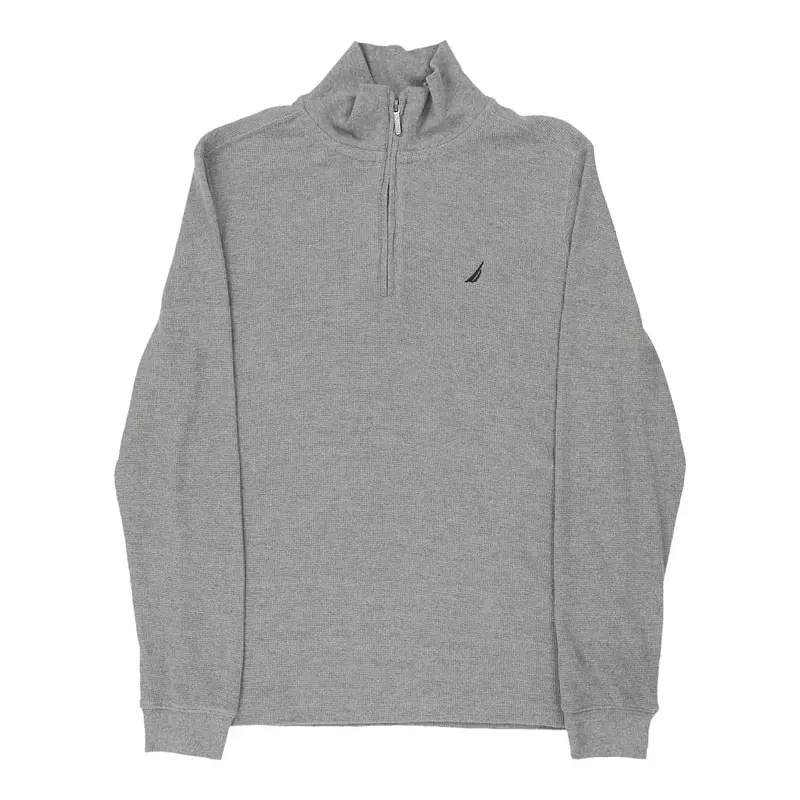 Age 12-13 Nautica 1/4 Zip - Large Grey Cotton