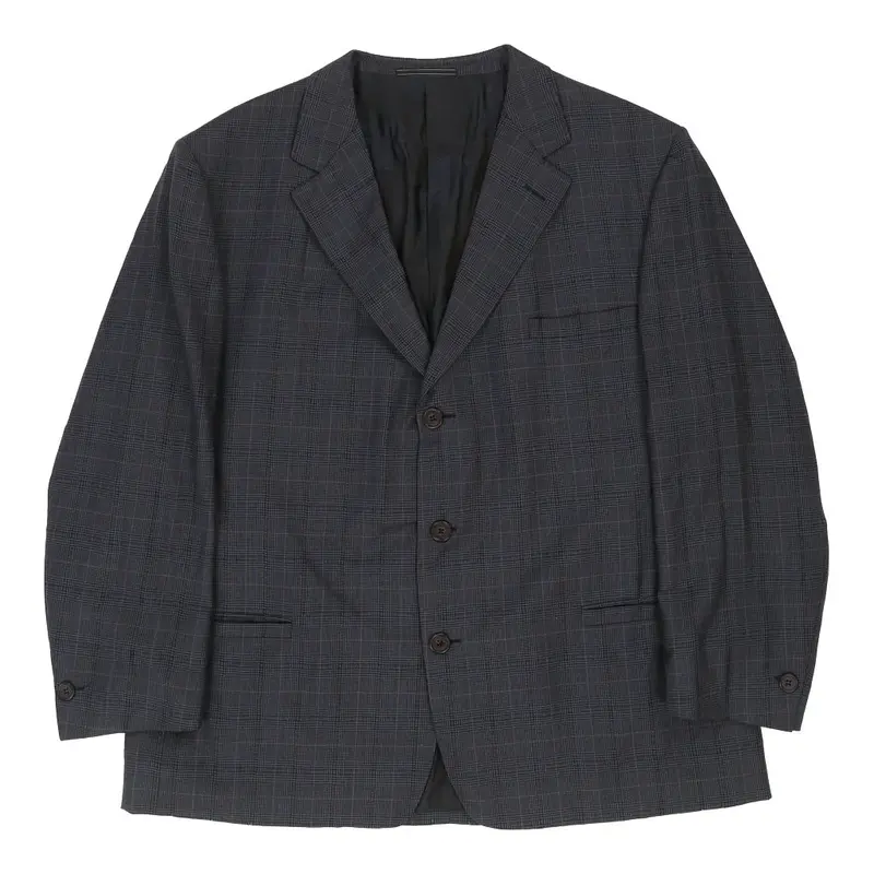 Gianni Versace Checked Blazer - 2XL Blue Wool