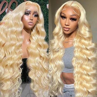 13*6 HD Lace Wig 613 Honey Blonde Hair 3D Body Wave Human Hair Wigs