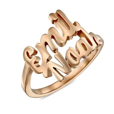 Sterling Silver with Rose Gold Plated Personalized Classic Name Ring